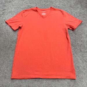 Express Basic V-Neck T-Shirt Mens Medium Coral Orange Short Sleeve Cotton Tee